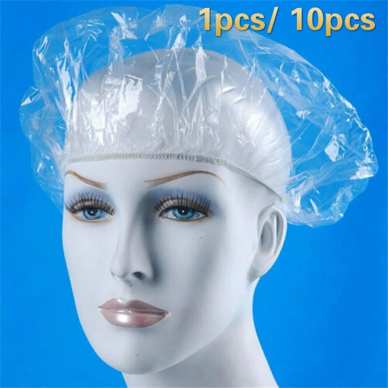 1/10PCS Disposable Shower Caps Pleated Anti Dust Hat Women Men Bath Caps for Spa Anti - smoking cap to eat hot pot special@4