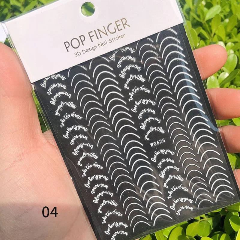 3D Stickers Bendable Gold Silver Lines Striping Tape Sticker Black White Lines Geometry Slider Decals For Manicures Decor