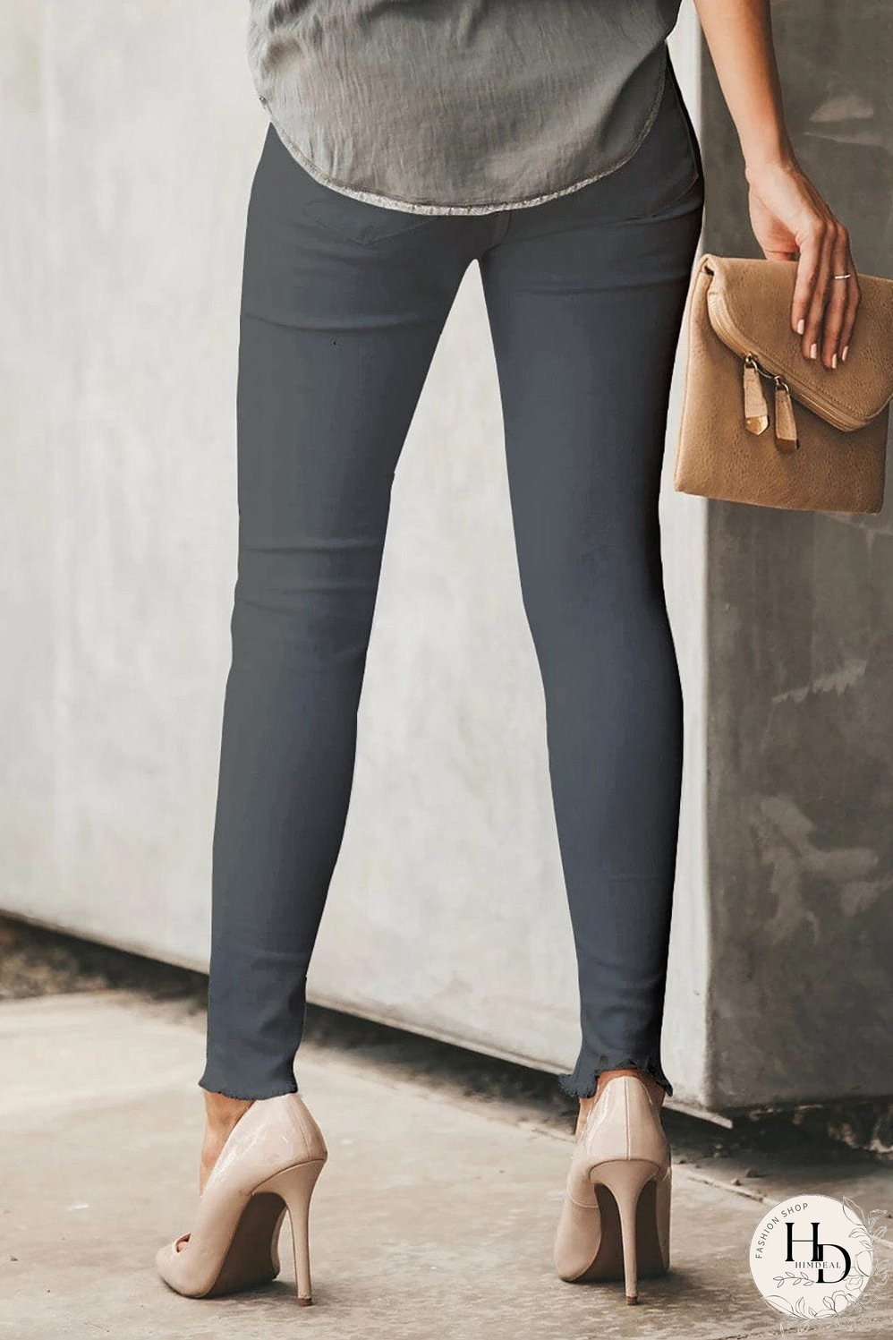 Elastic Loose Wide Leg Button Pants