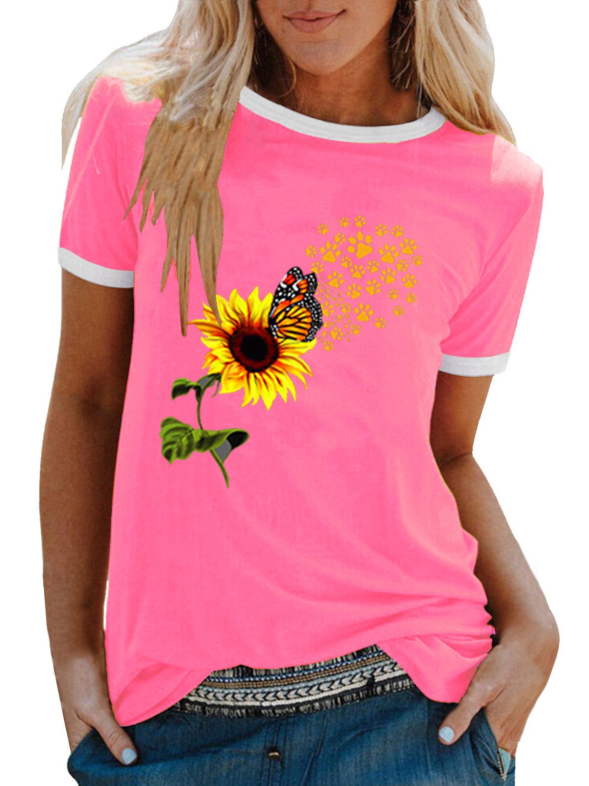 Women Half Sleeve V-neck Solid Color Dress