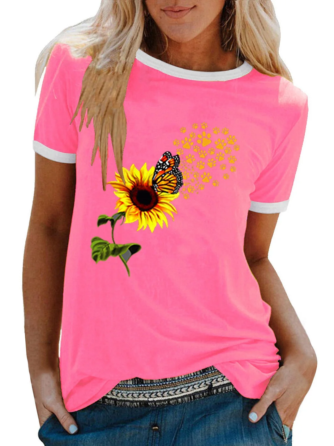 Women Half Sleeve V-neck Solid Color Dress