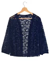 Floral Lace Open Front Cardigan, Versatile 3/4 Sleeve Cardigan For Spring & Fall, Women's Clothing