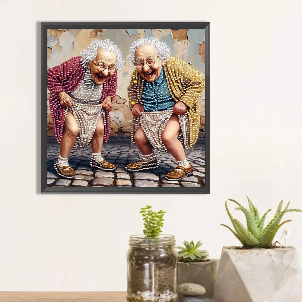 Diamond Painting - Partial Special Shaped Drill - Funny Granny(Canvas|30*30cm)