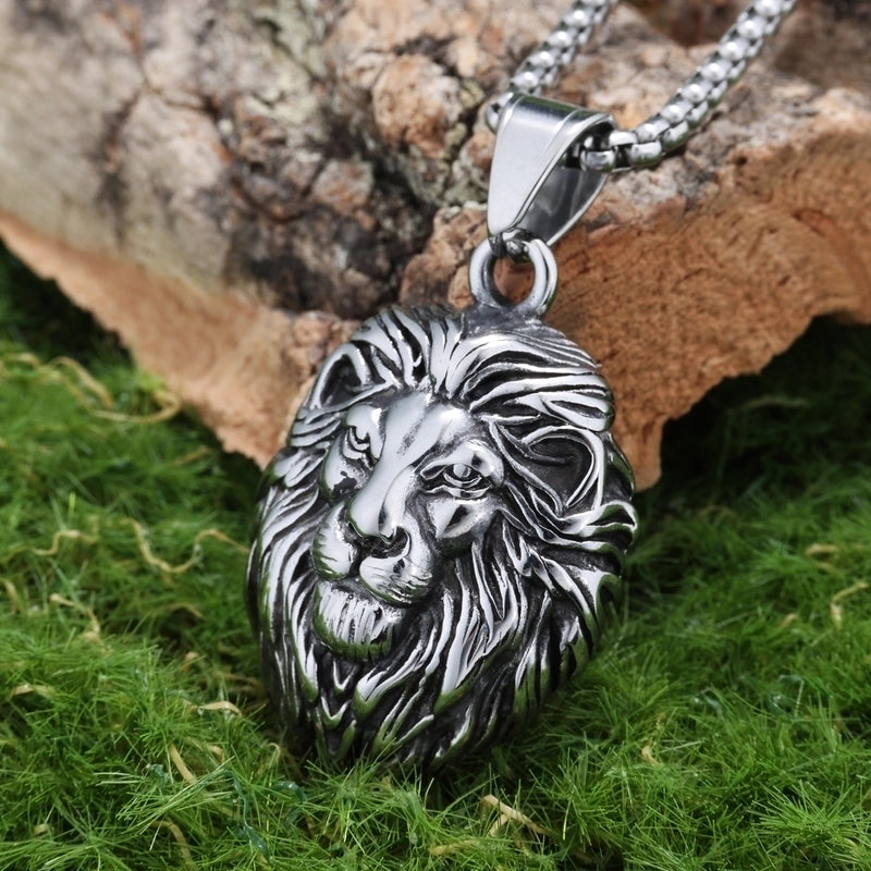 Hip-Hop Rock Ethnic Style Lion’s Head 304 Stainless Steel Unisex
