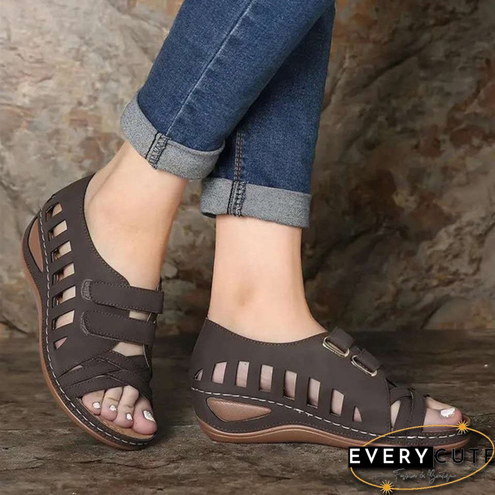 Fashion Women Summer Casual Shoes Hollow-out Leather Sandals Single Shoes Peas Shoes Ladies Loafers