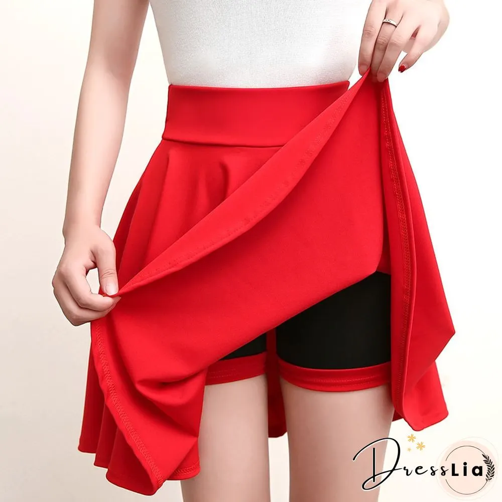 Fashion Kawaii A-Line Mini Skirts Women Summer Elegant High Waist Elastic Dance New School