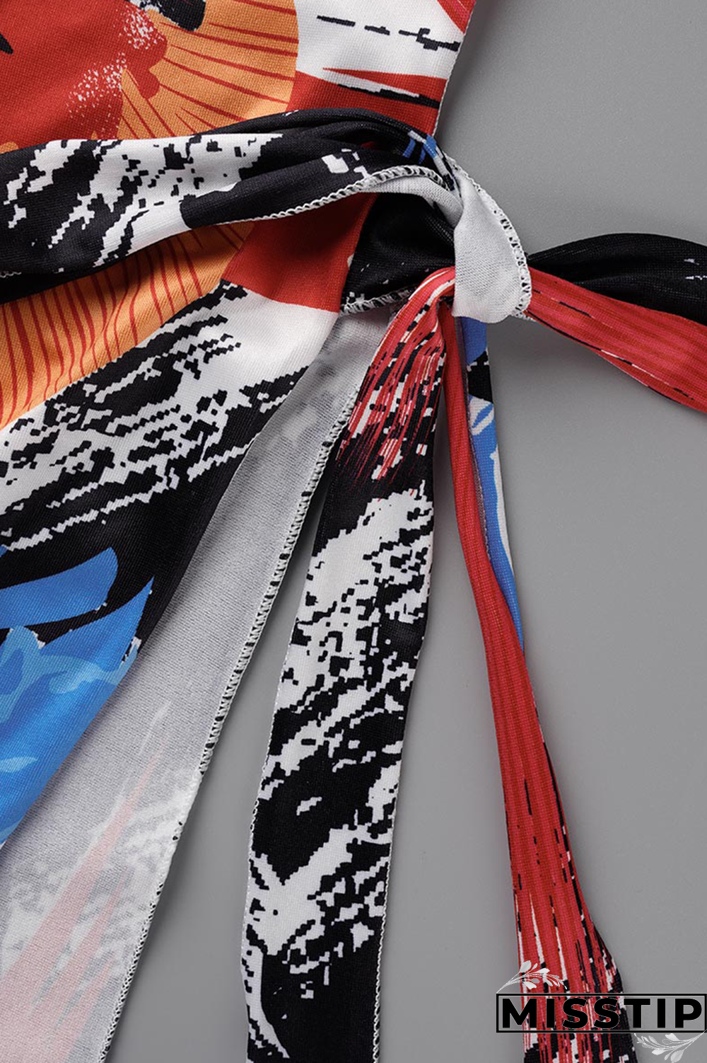 Black White Fashion Print Draw String O Neck Plus Size Two Pieces