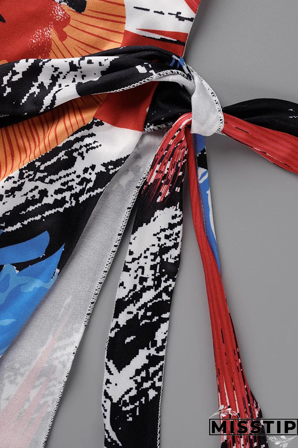 Black White Fashion Print Draw String O Neck Plus Size Two Pieces