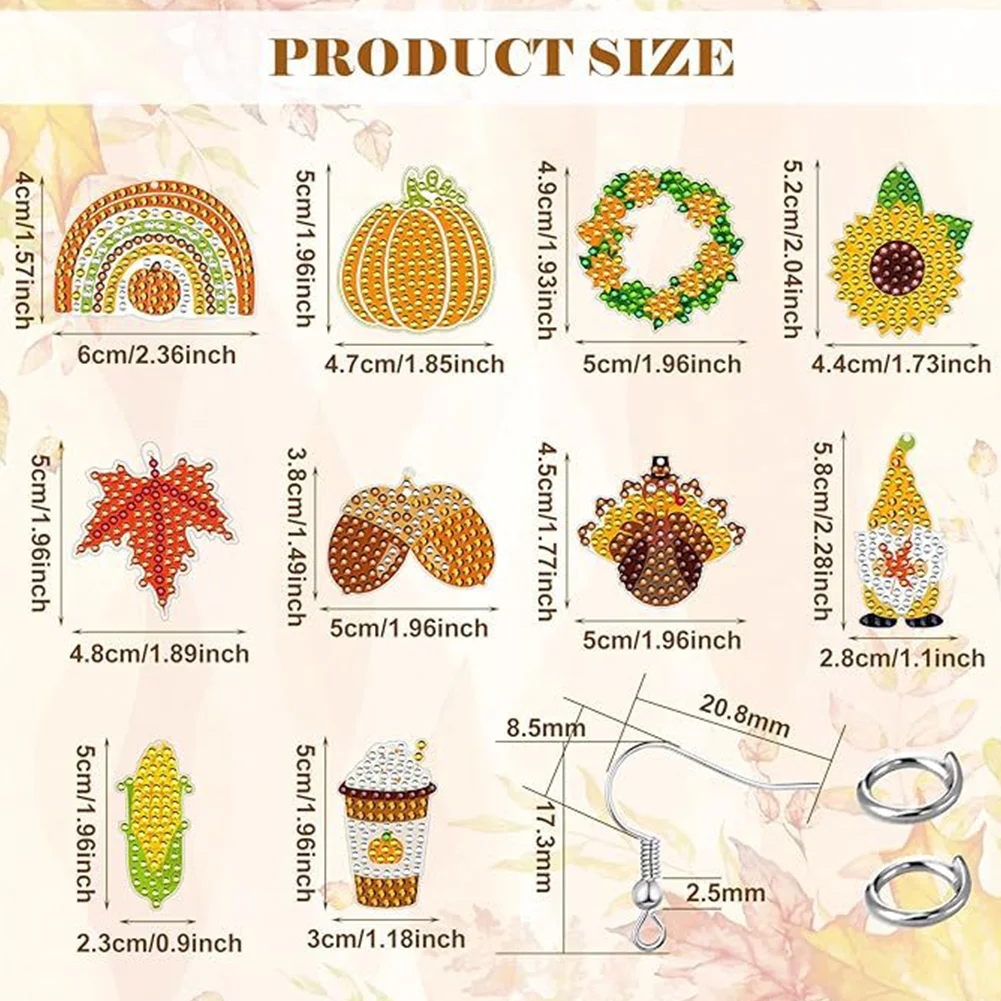 10 Pairs Double Sided Diamond Painting Earrings Gift for Women Girls 