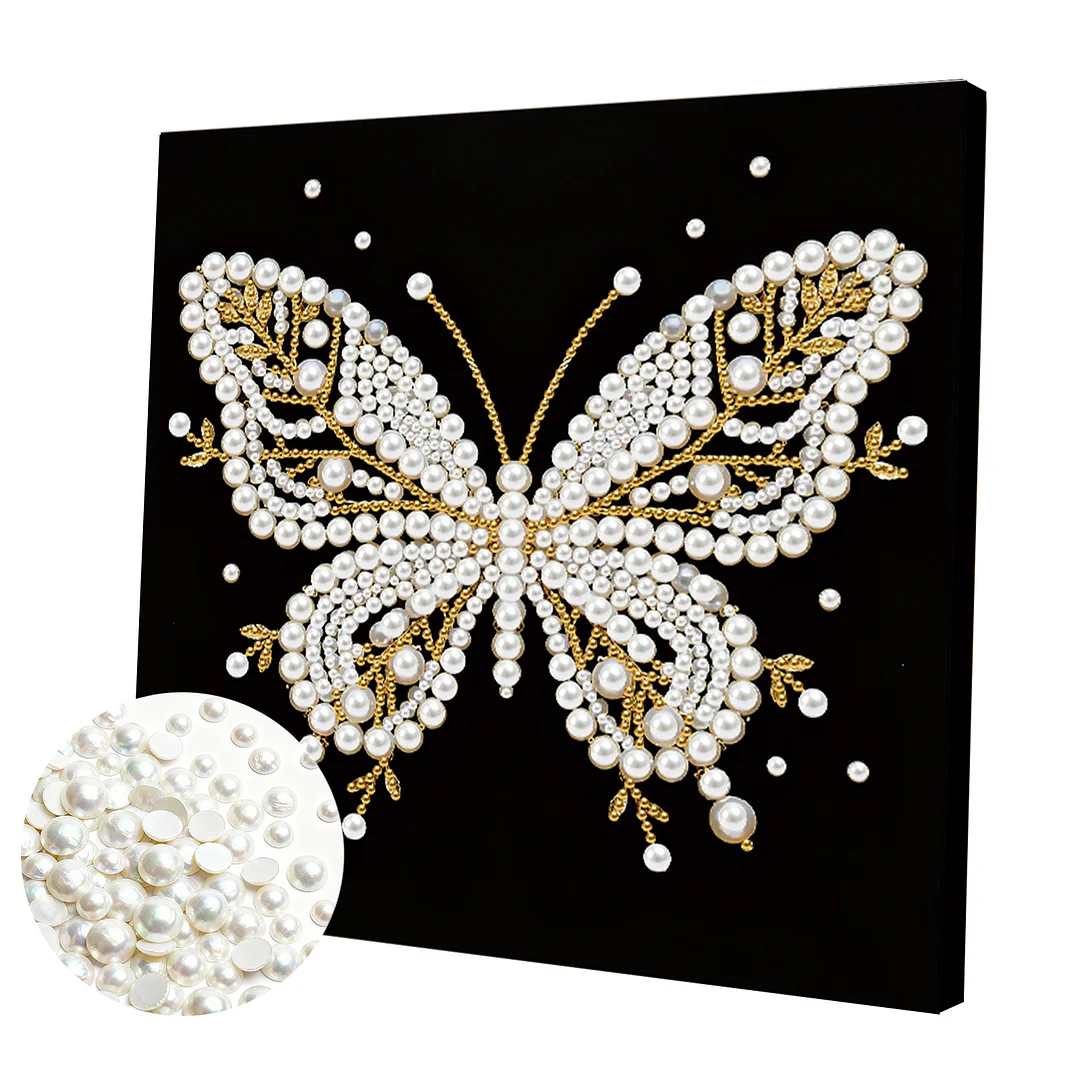 Butterfly DIY Pearl Diamond Painting Kit for Adult Home Decor 25x25cm With Frame