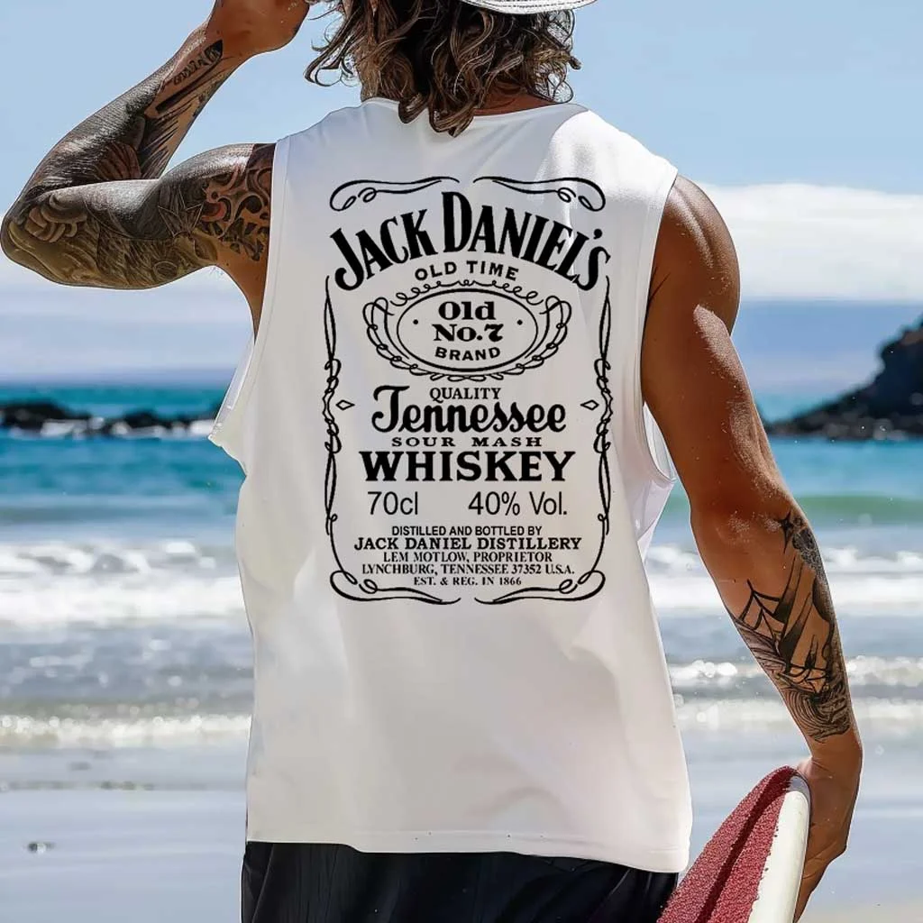  Classic Whiskey Label Graphic Tank Top for Men
