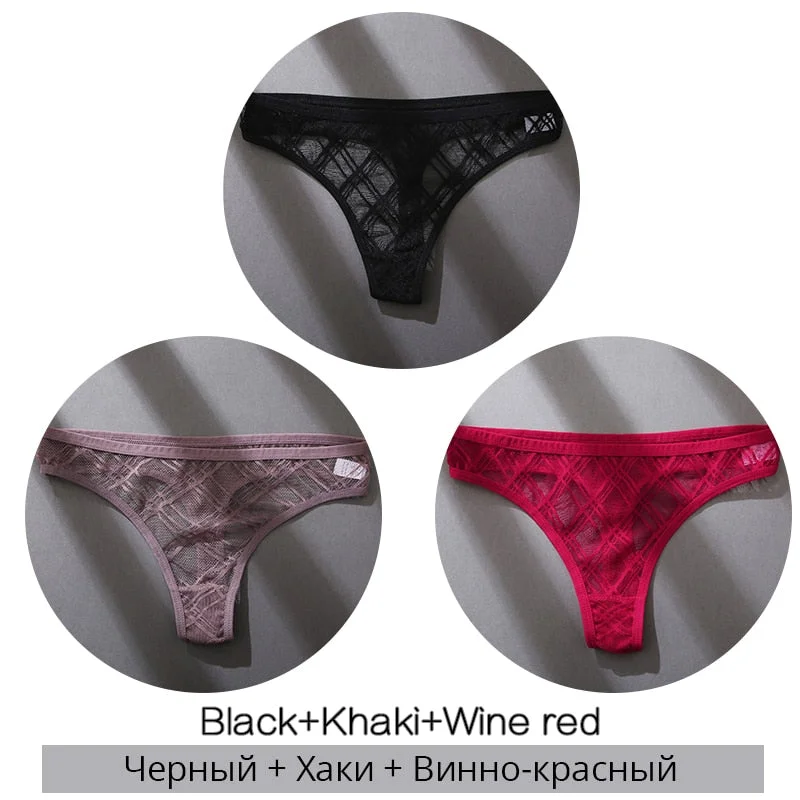 FINETOO Sexy Thongs Panties Women M-XL Transparent Lattice Underwear Ladies Lace G-string Underpants Female Thong Lingerie 2021