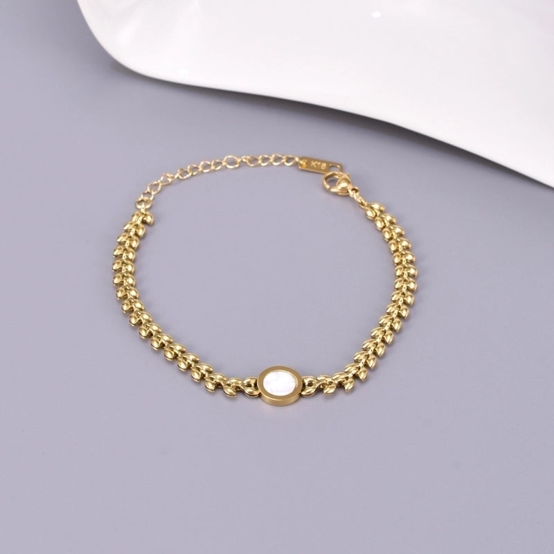 Minimalist Streetwear Solid Color 304 Stainless Steel Titanium Steel 18K Gold Plated Bracelets In Bulk