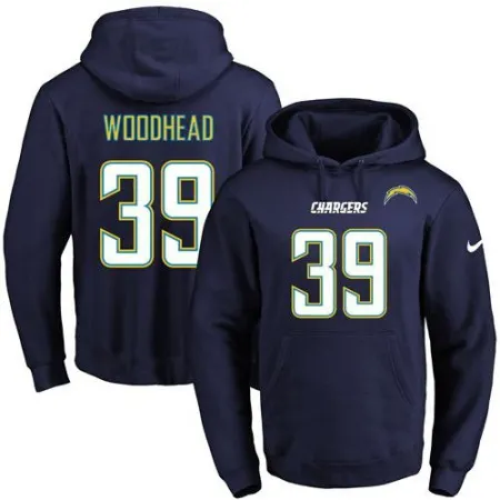 Chargers #39 Danny Woodhead Navy Blue Name & Number Pullover NFL Hoodie