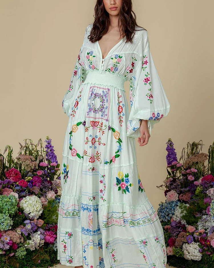 Romantic Embroidered Flower Dress