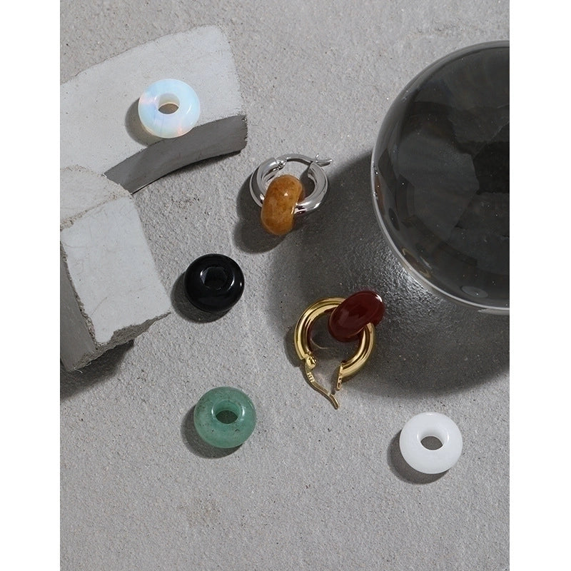 1 Piece 925 Sterling Silver Round Earrings