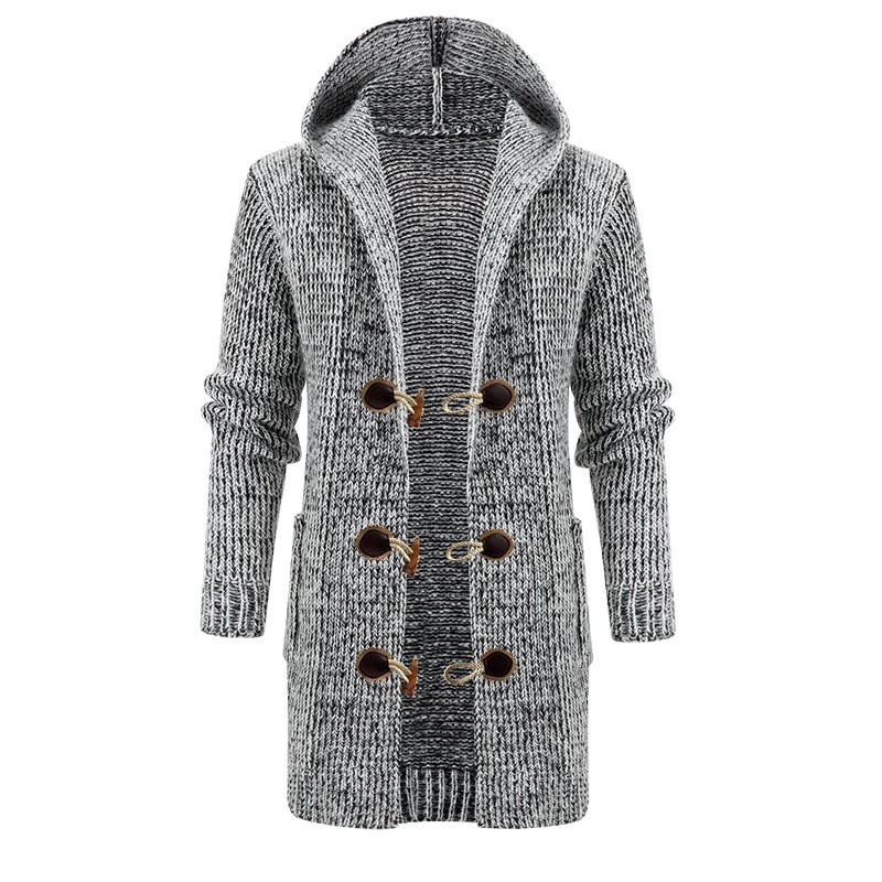 Men's Mid-Length Cardigan Hooded Knitted Jacket-Compassnice®