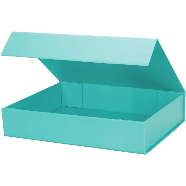 Gift Box with Lids, 11.5 x 8.5 x 2.3 In Magnetic Closure Collapsible Gift Boxes for wraps gifts of T-Shirts, Gloves, Scarves, Candy, Baby Clothes, Jewelry, Books, Comes with a Ribbon(Gentleman Blue)