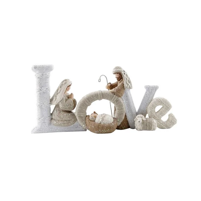 Family Love Delightful Beautiful Letter Nativity Ornament Christmas Decor Elegant Nativity Set Home Ornament Holy Resin Craft