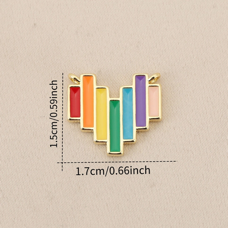 1 Piece Copper Rainbow Heart Shape Pendant