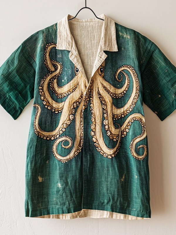 Men's Octopus Pattern Art Print Casual Shirt