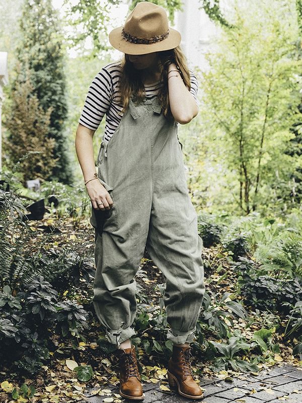 Solid Color Lace Up Jumpsuit