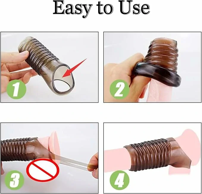 Penis Rings for Men, 2 Pcs Reusable Realistic Silicone Penis Enlarger Sleeves Delay Ejaculation Stronger Erection Enhancement