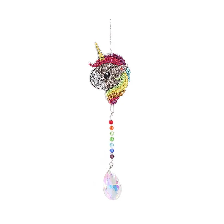 Diamond Drill Rainbow Collection Hang Crystal Prisms Wind Chime (Licorne 1)