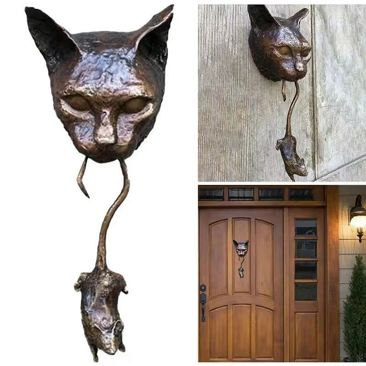 cat and mouse knocker wall hanging