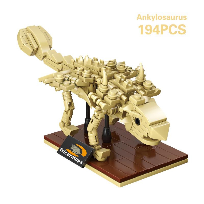 Jurassic Dinosaur World Park Series T-rex Triceratops Skeleton Ornament Building Blocks Fossil Bricks Figure Toys Kids Gifts