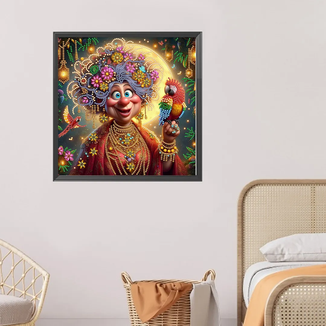 Lovely Old Lady - Diamond Painting - Partial Special Shaped Drill(Canvas|30*30cm)