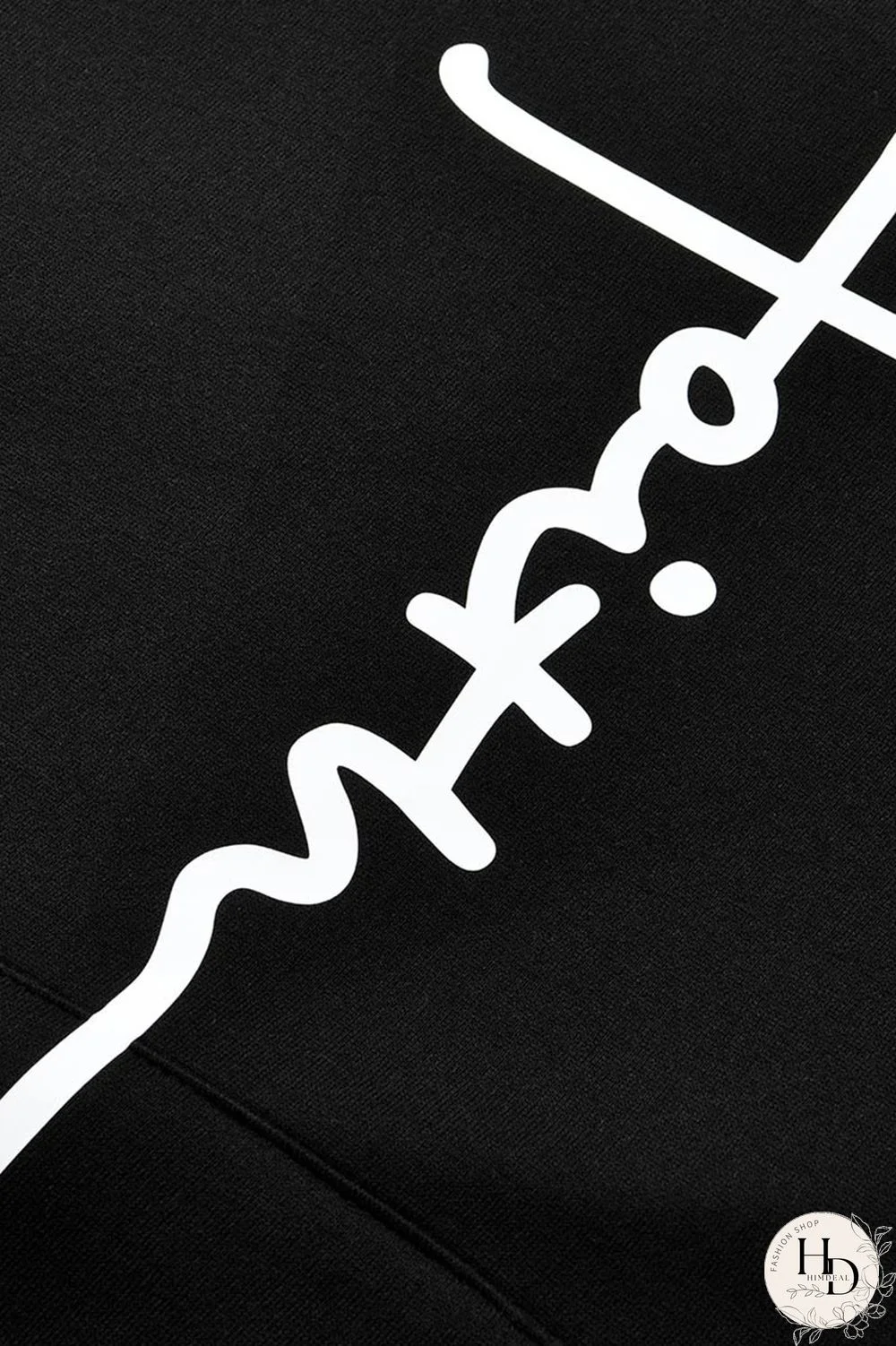 Black Fashion Casual Print Basic Hooded Collar Plus Size Two Pieces