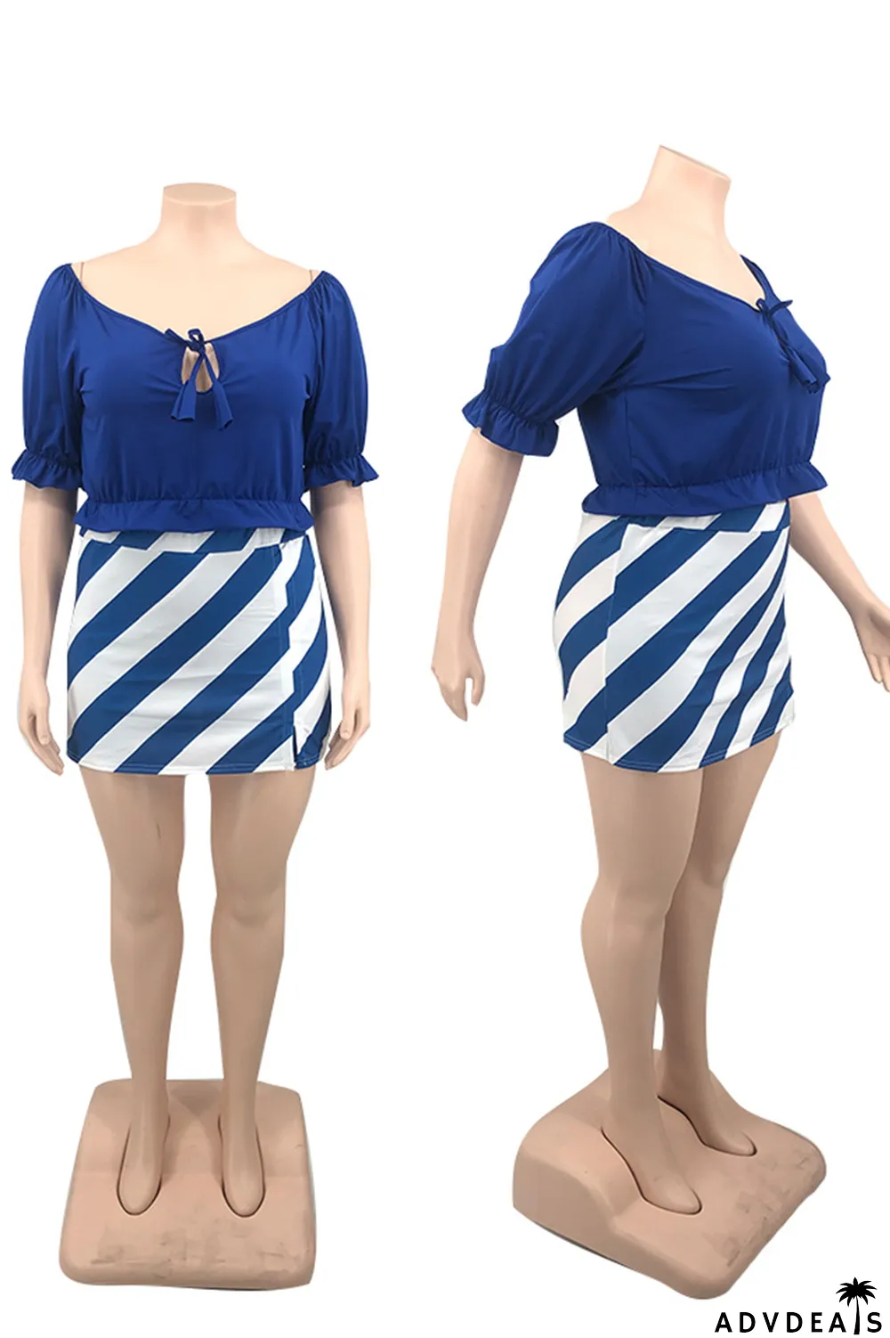 Orange Sexy Print Patchwork Off the Shoulder Plus Size Two Pieces