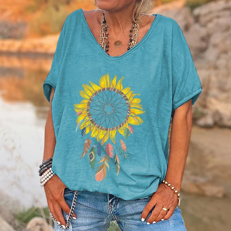 Sunflower Printed Hippie T-shirt