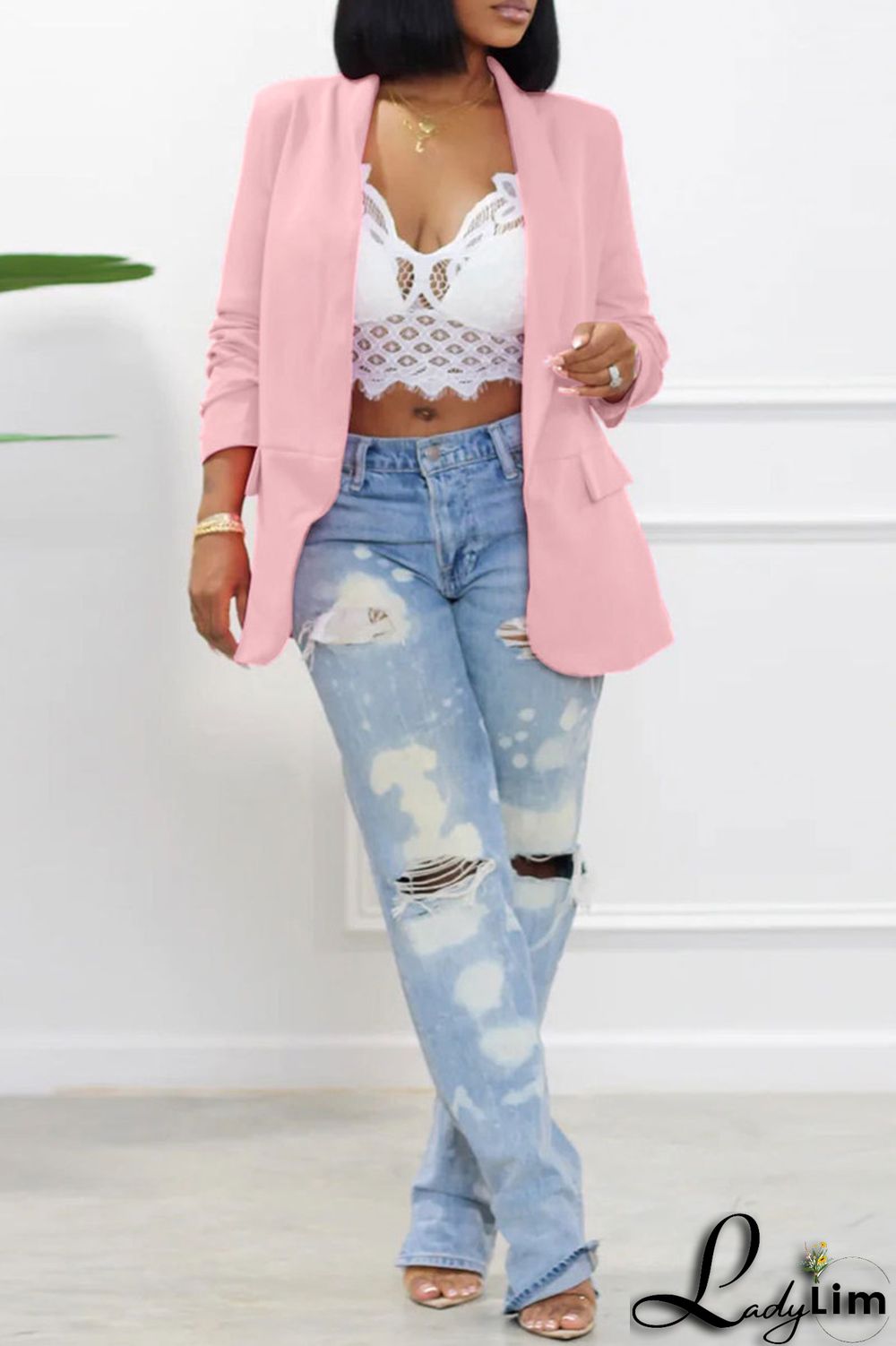 Green Fashion Casual Solid Patchwork Cardigan Turn-back Collar Outerwear