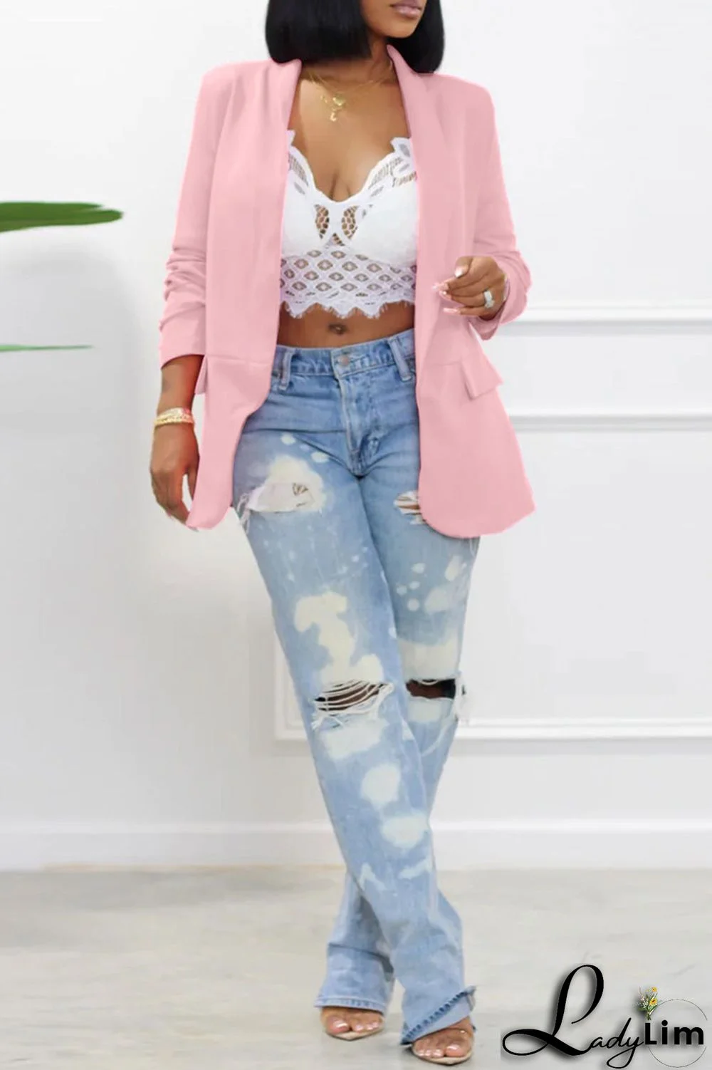 Green Fashion Casual Solid Patchwork Cardigan Turn-back Collar Outerwear