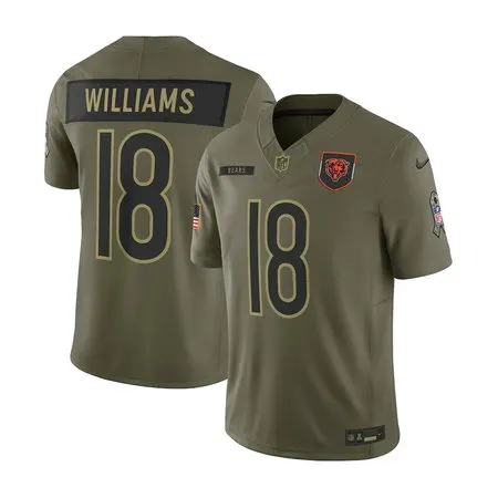Men's Chicago Bears #18 Caleb Williams  Olive 2025 Salute to Service Retired Limited Jersey
