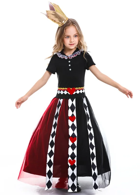Halloween Costume Girls Fairy Tale Alice in Wonderland Poker Queen Costume Novameme