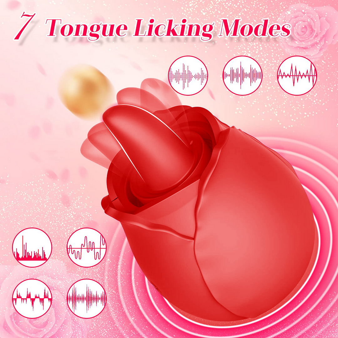 7 tongue licking modes of clit sucker rose toy