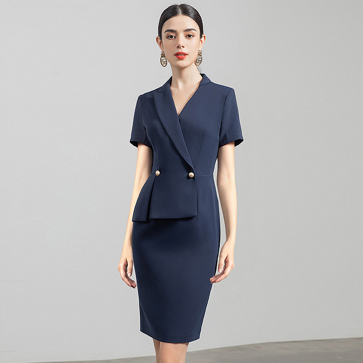 X-shaped Short Sleeve Suit Dress