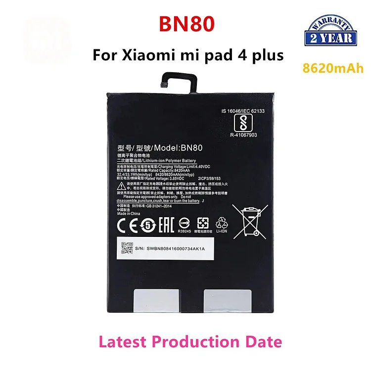 100% Orginal BN80  8620mAh Battery For Xiaomi Mi Pad4 Plus Tablet 4 Pad 4 Plus MiPad4 Plus  phone  Batteries