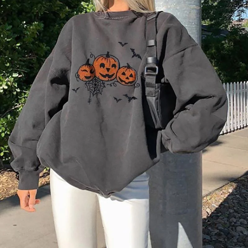 Pumpkins bats Halloween designer print sweatshirt