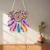 (US Only)Acrylic 2D Flat DIY Flowers Dreamcatcher Diamond Art Pendant Wall Door Decor