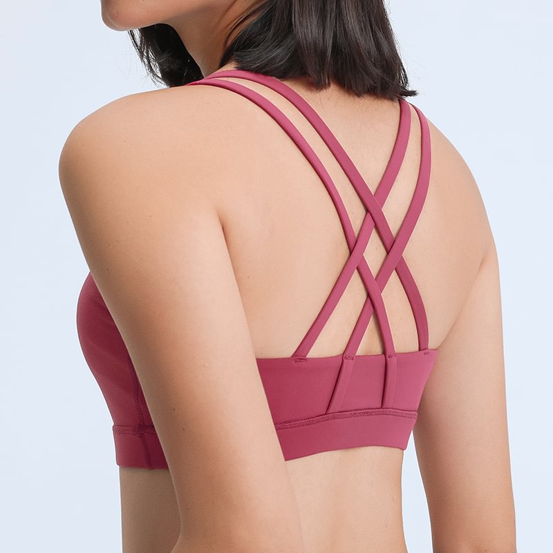 Naked Feel Cross Criss Back High Impact Sanding Sports Yoga Bra