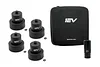 Jack Pad Pucks for Rivian R1T / R1S - Scout Series Black Anodized Billet Aluminum Heavy Duty Lifting Jack Pucks by Team 1EV (Set of 4 Pucks, Lug Nut Socket, & Case)