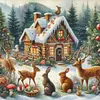 Christmas Cottage-11CT Stamped Cross Stitch 45*45cm/17.72*17.72in