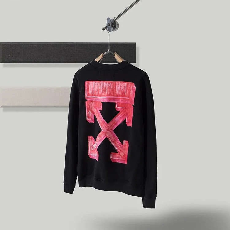 Off White Pullover Sweatshirts Autumn And Winter Arrow Print Round Neck Long Sleeve Sweater Owt