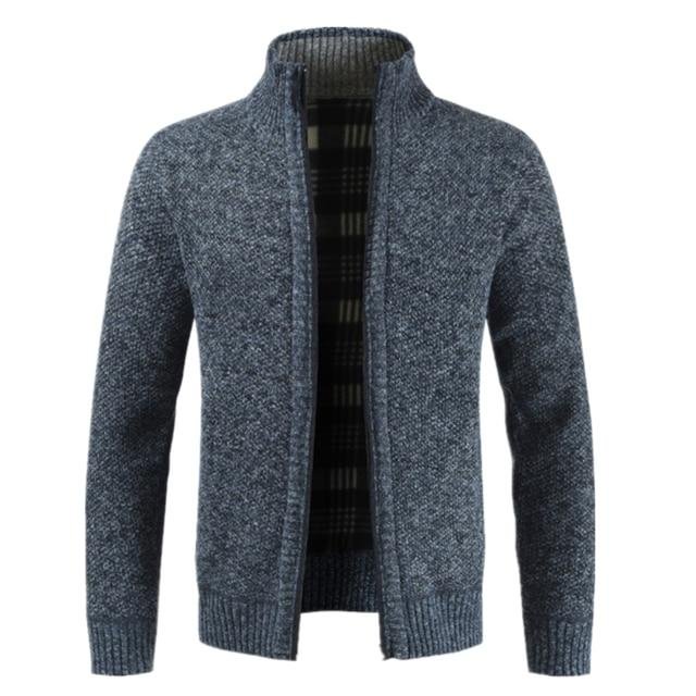 Autumn Winter New Men's Jacket Slim Fit Stand Collar Zipper Jacket Men Solid Cotton Thick Warm Jacket | EGEMISS