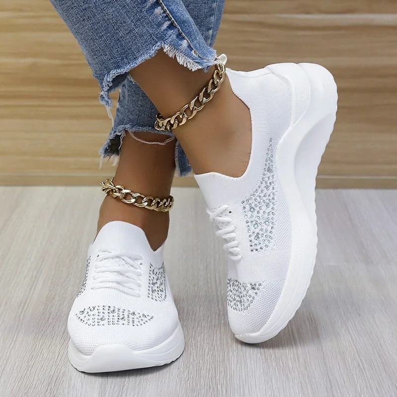 Spring 2021 Women Sneakers Breathable Casual Socks Shoes Lace Up Ladies Shoes Female Students Vulcanized Shoes Zapatos Mujer