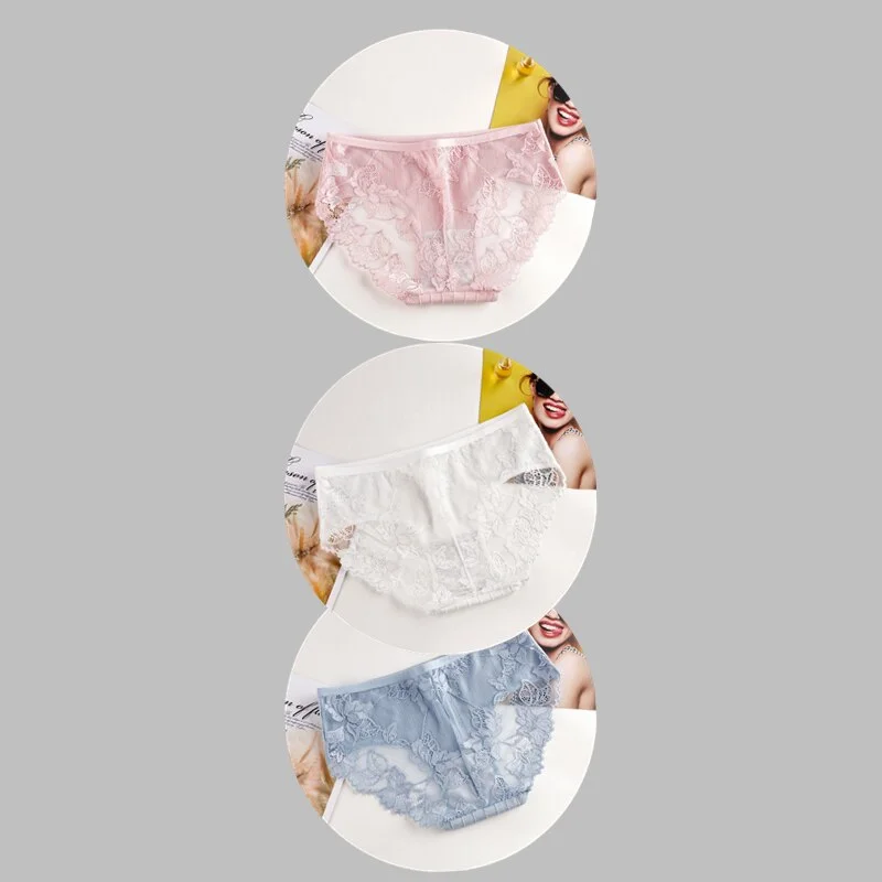 Fashion Sexy Comfortable Lace Panties Cotton Patchwork Panties Underpants Solid Shorts Sexy Underwear Cutout Underwear Ladies